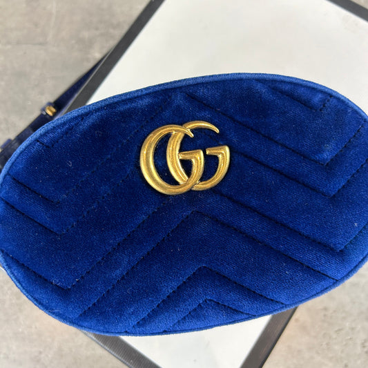 GG Blue Suede Belt Bag