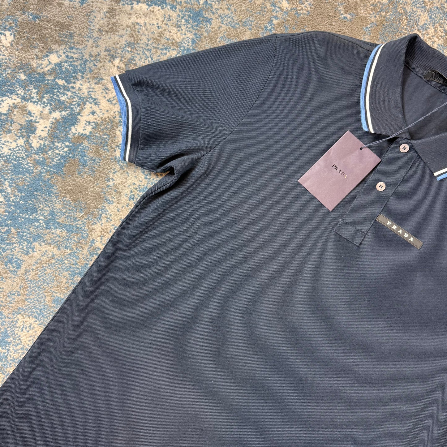 Navy Strip Polo