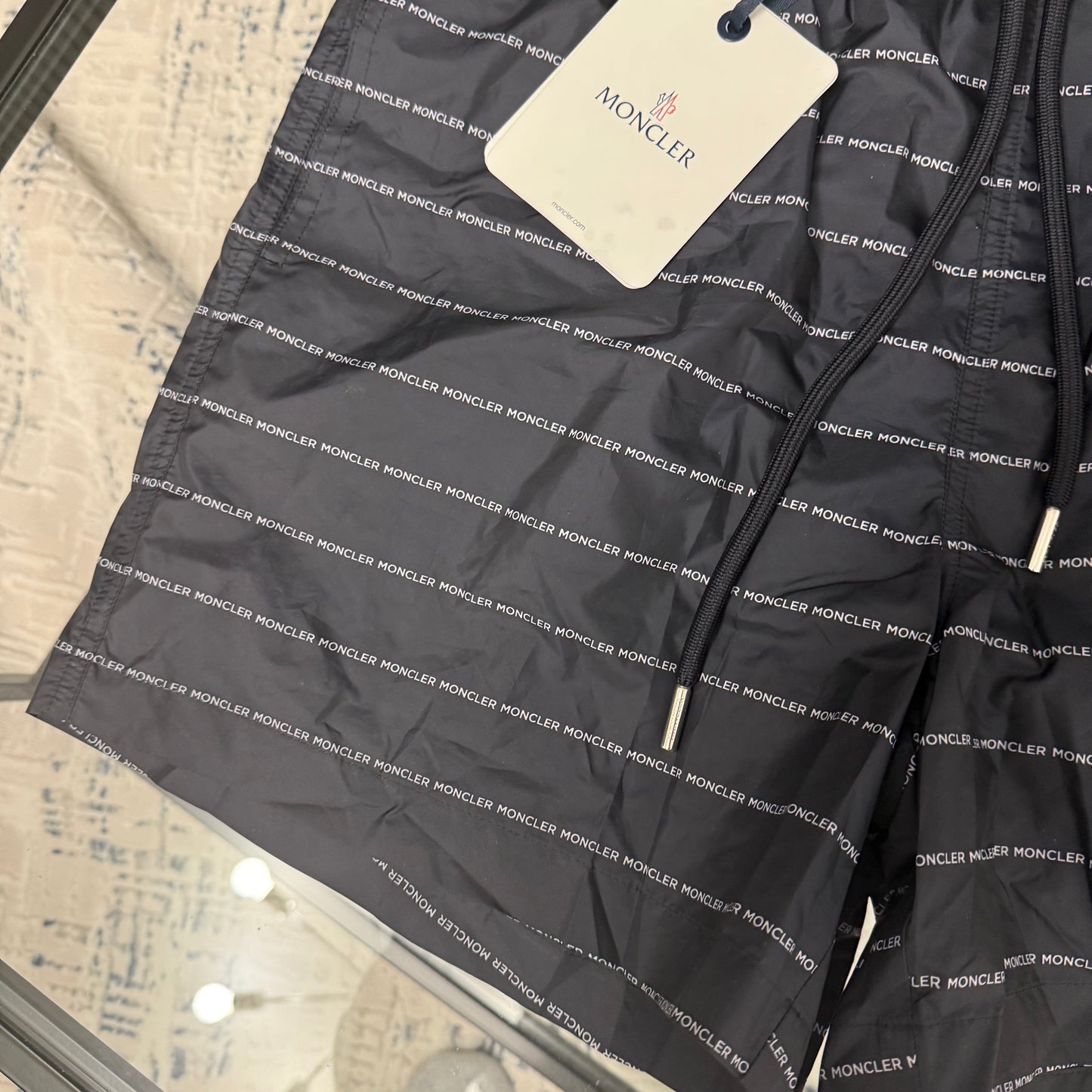 Navy Rubber Logo SwimShorts