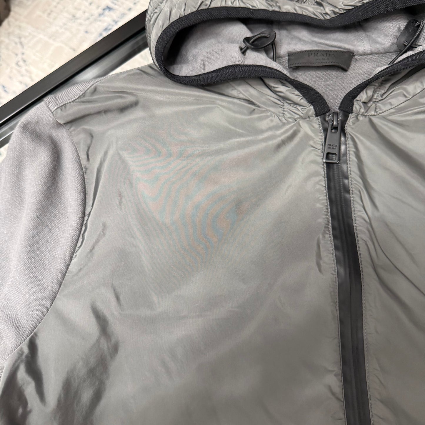 Grey Quilted Hoodie