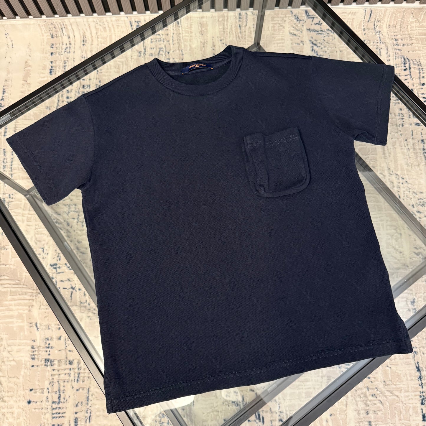Navy Monogram Pocket T-Shirt