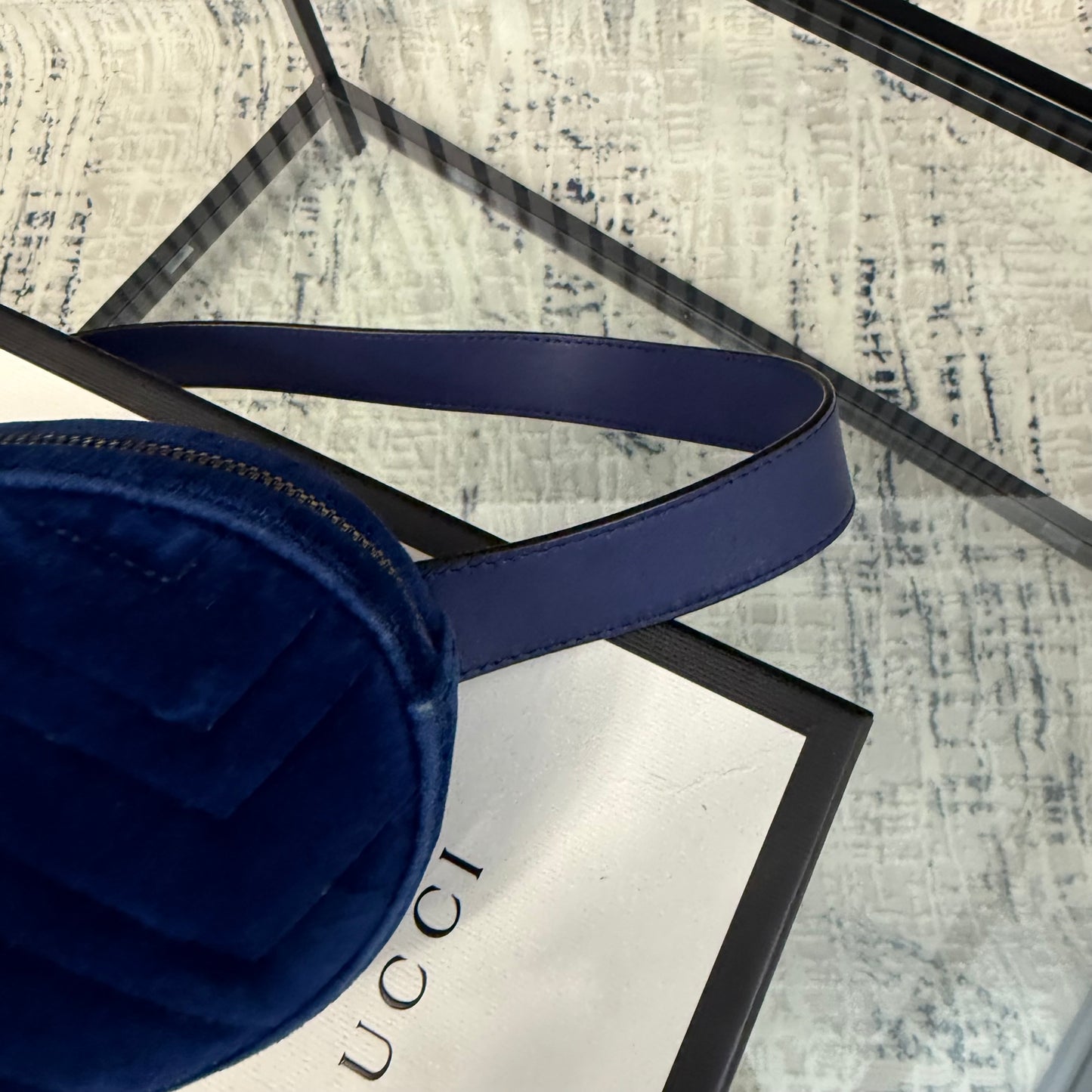 GG Blue Suede Belt Bag