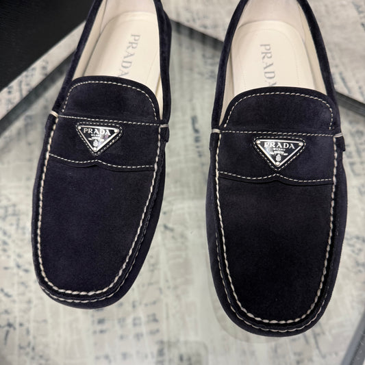 Navy Suede Loafers