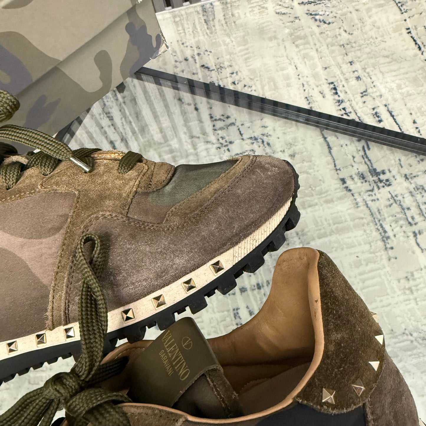 Olive Green Rockstud Runner