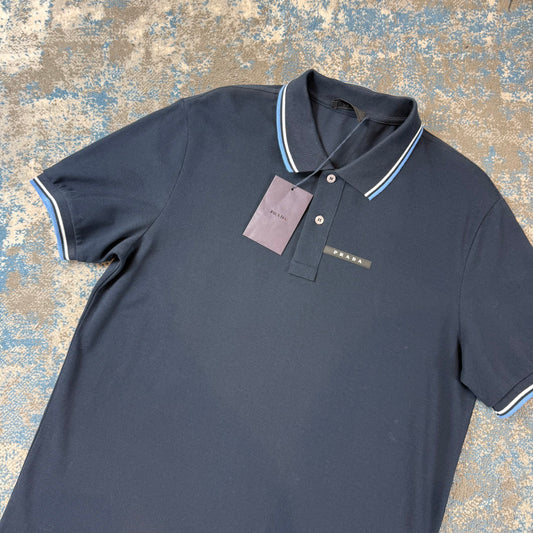 Navy Strip Polo
