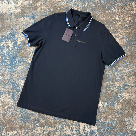 Navy Strip Polo