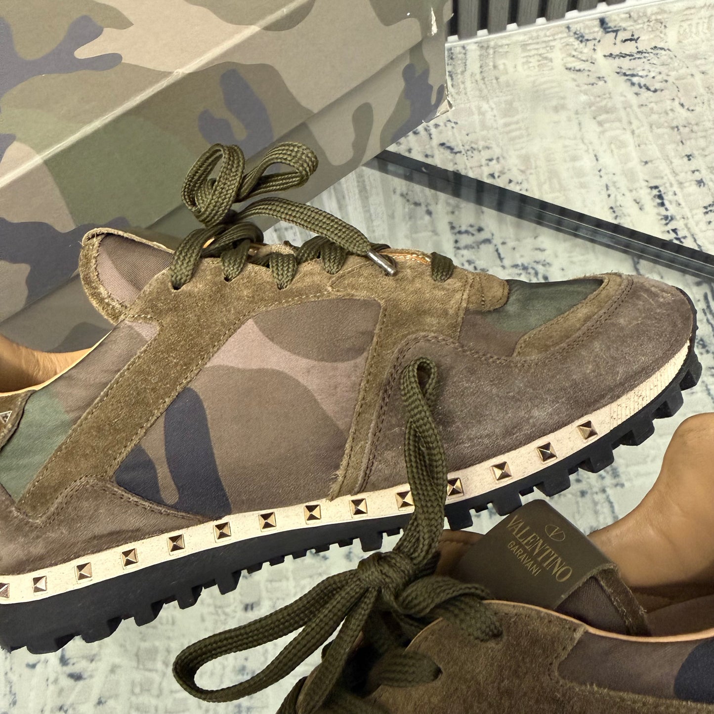 Olive Green Rockstud Runner
