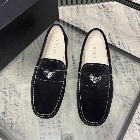 Navy Suede Loafers