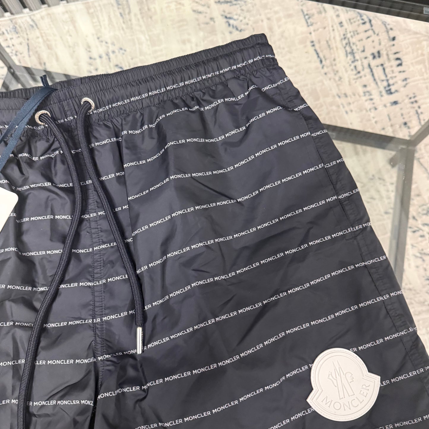Navy Rubber Logo SwimShorts