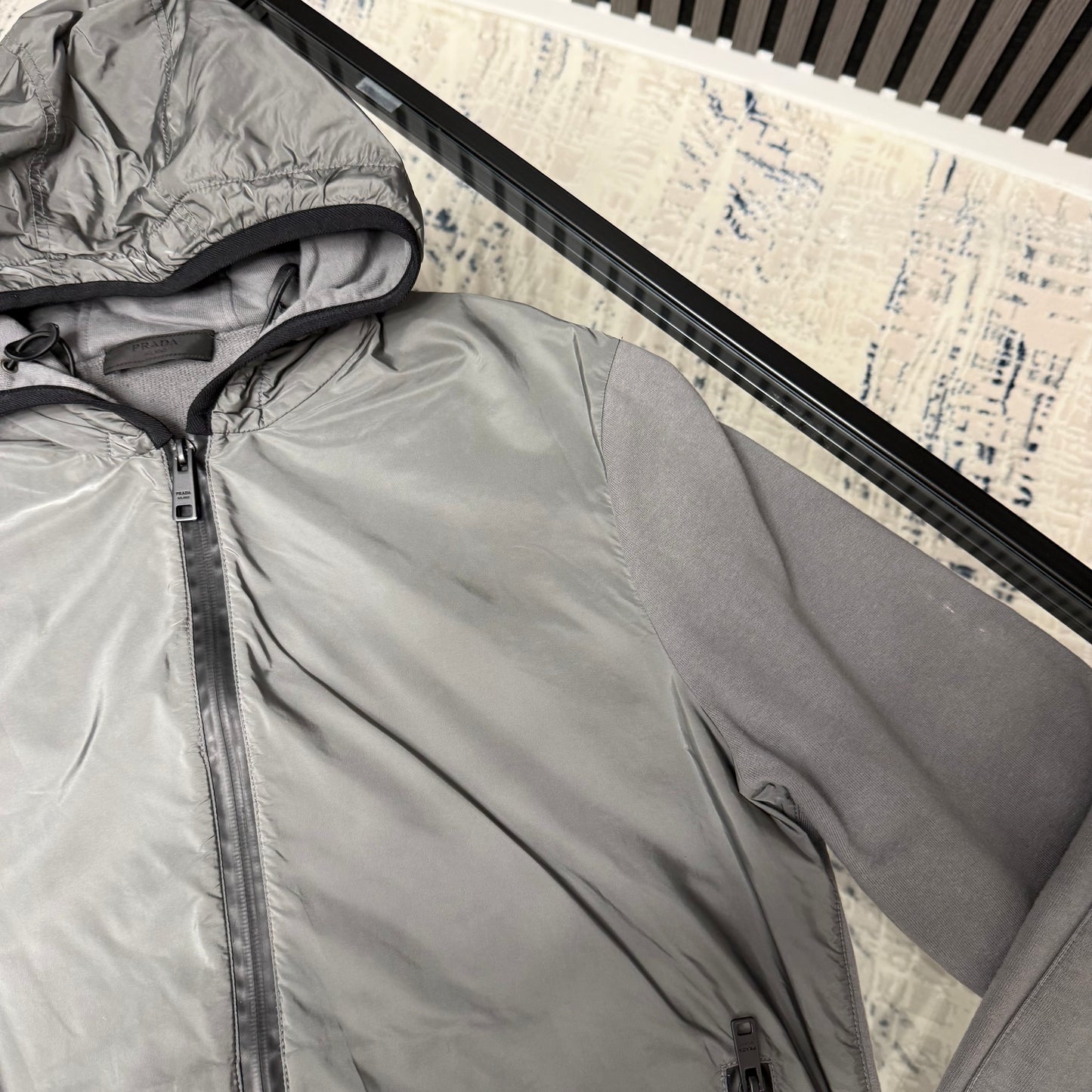 Grey Quilted Hoodie