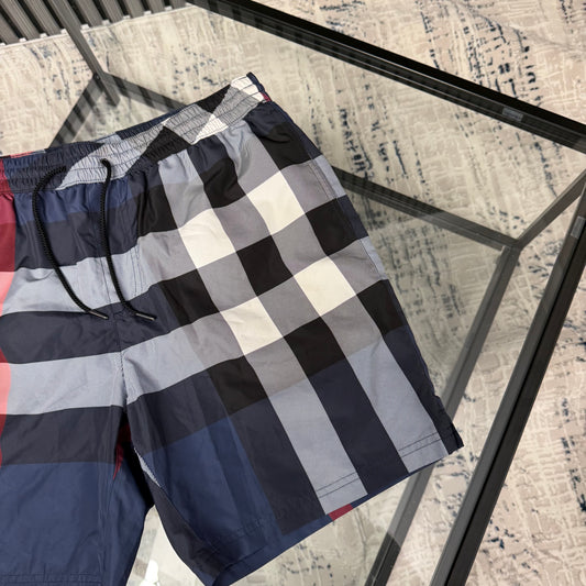 B Navy Check SwimShorts