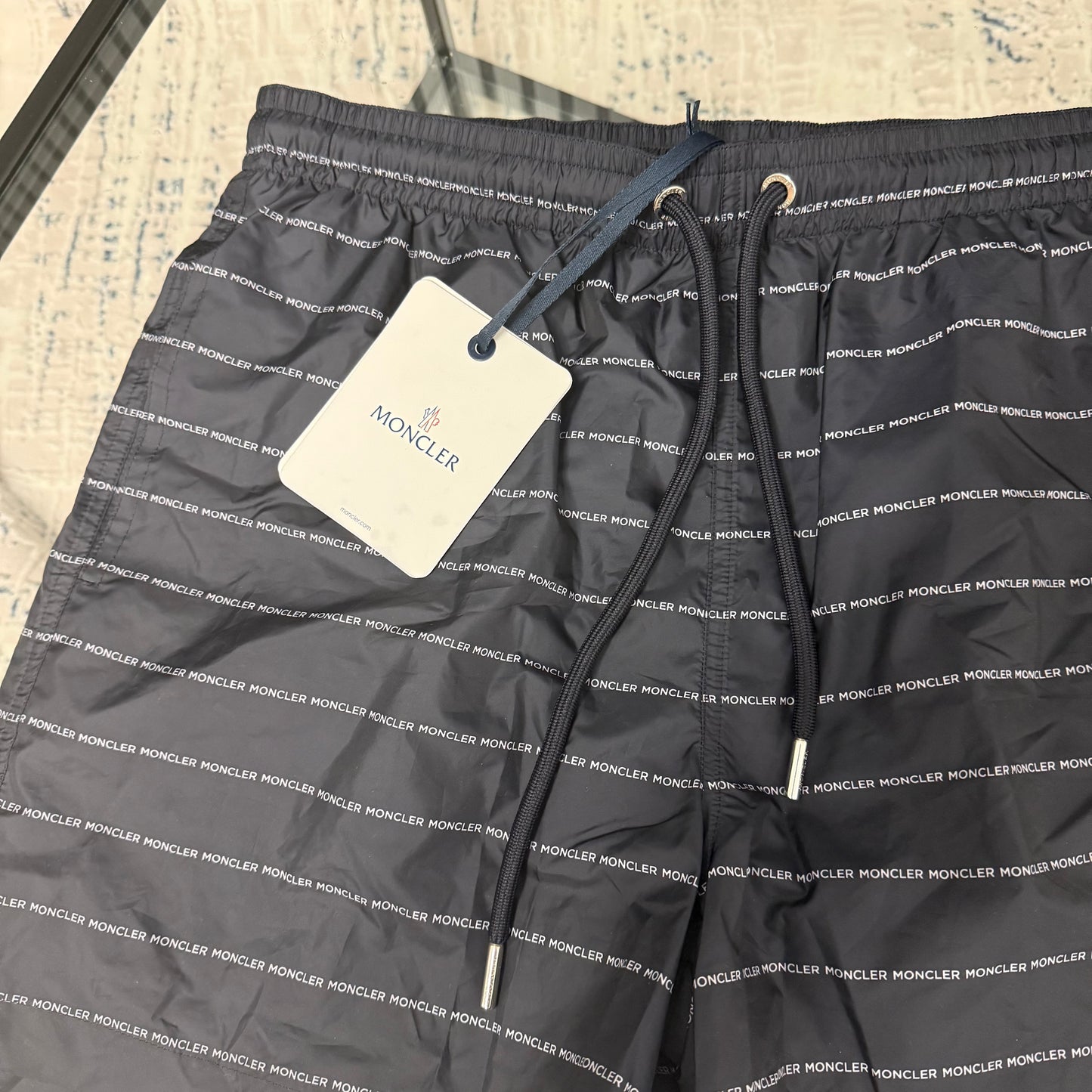 Navy Rubber Logo SwimShorts