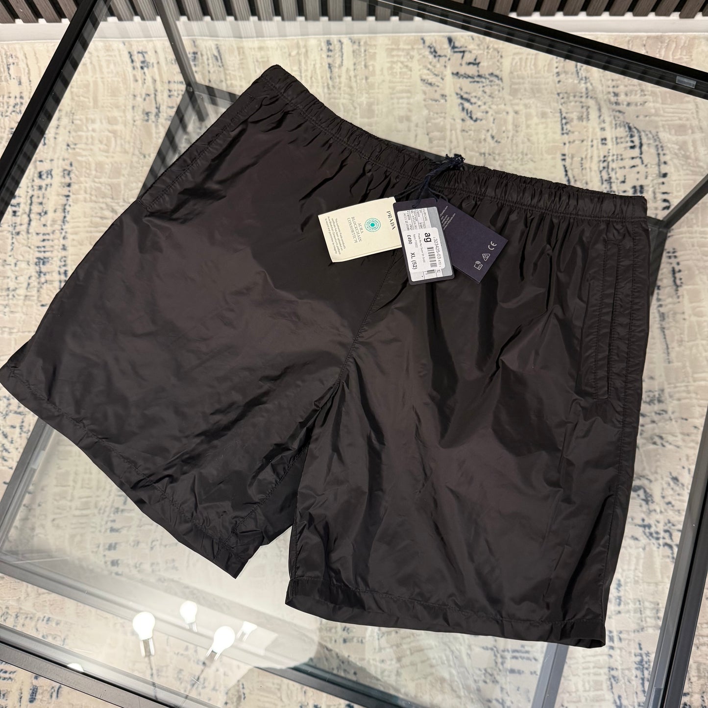 Black Metal Badge SwimShorts