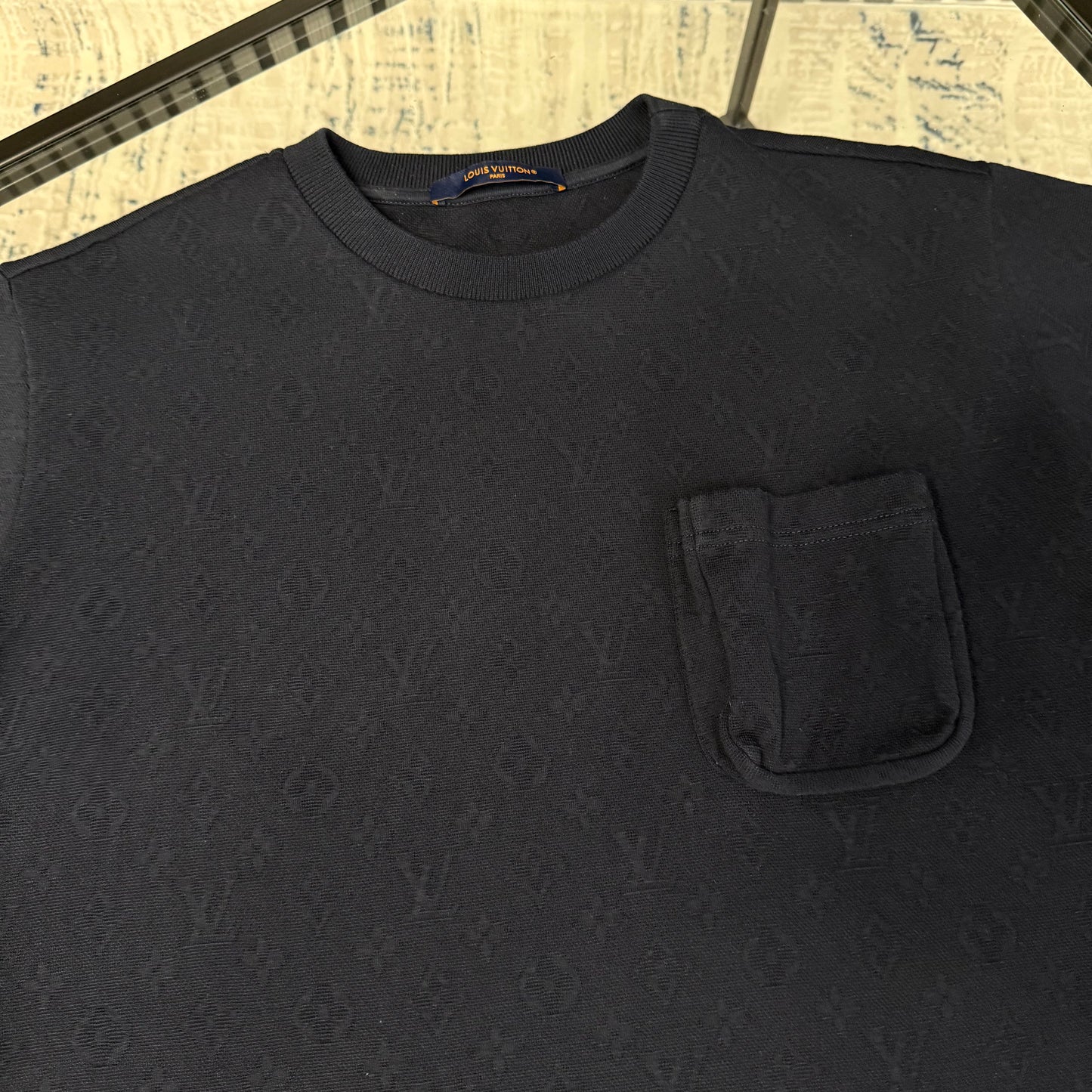 Navy Monogram Pocket T-Shirt