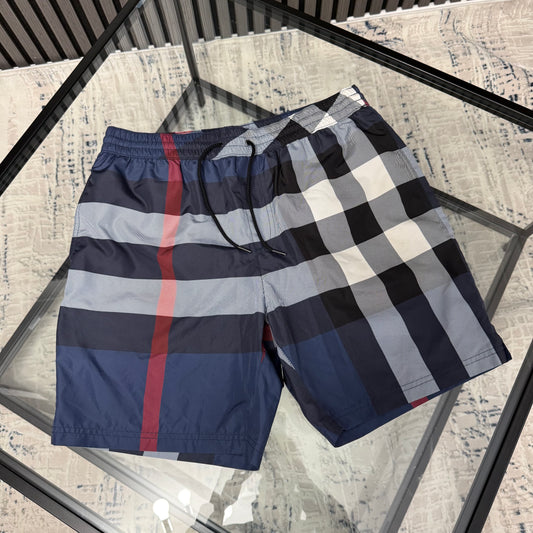 B Navy Check SwimShorts