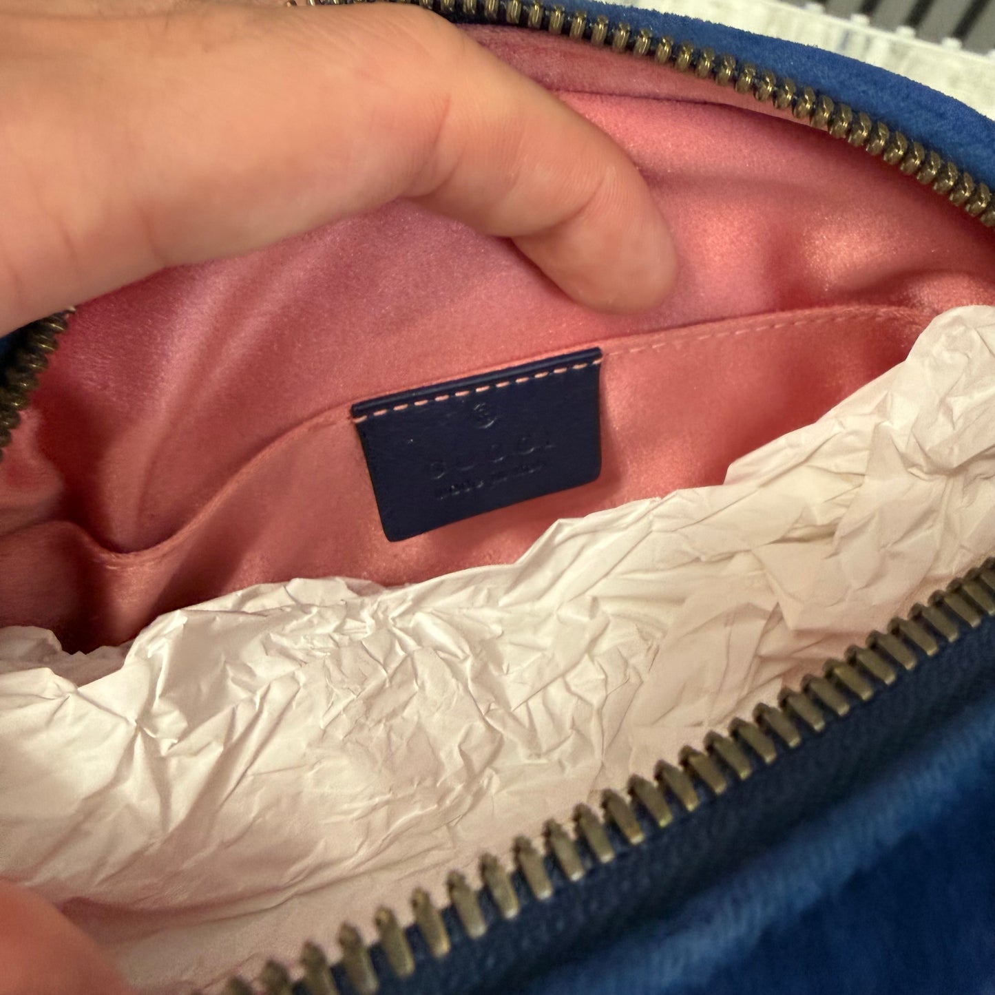 GG Blue Suede Belt Bag