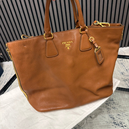 Brown Leather Vitello Daino Tote