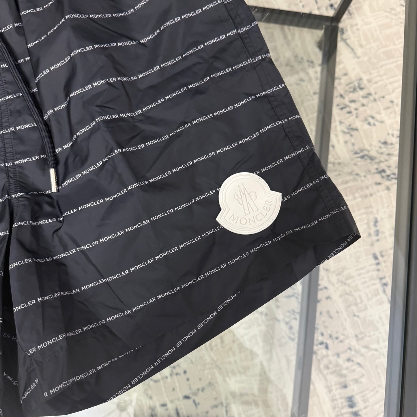 Navy Rubber Logo SwimShorts